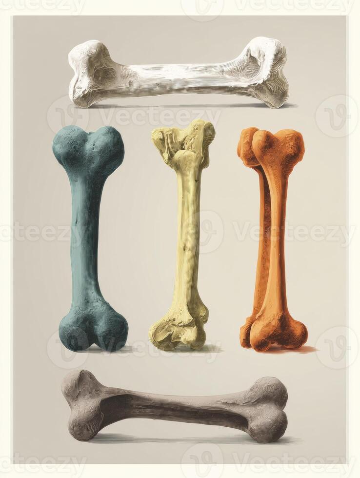 Pet Bones Anatomy Poster Displayed in a Soft Pastel Veterinary Room With a Calm Ambiance, Perfect for Educating Pet Owners photo