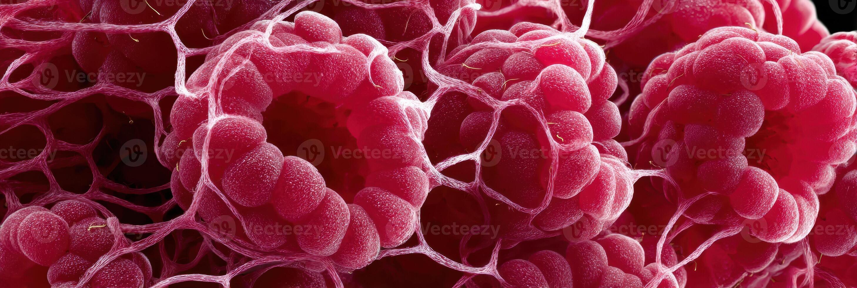 Close-up View of Raspberry Macro Structure Highlighting Vivid Details of the Fruits Unique Texture and Intricate Design photo