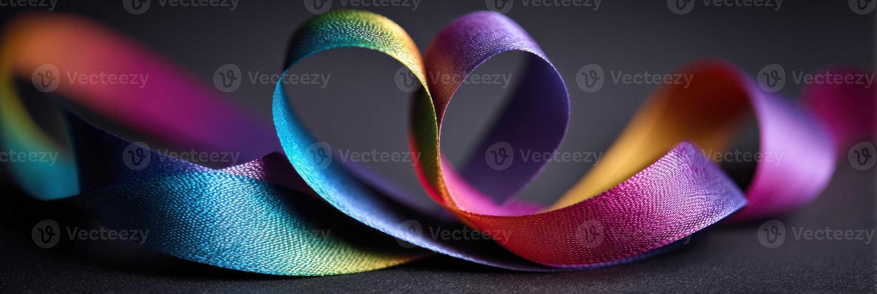 Brightly Colored Ribbon Forming a Heart Shape Represents Support for Mental Health and Wellness, Emphasizing the Importance of Compassion and Understanding photo