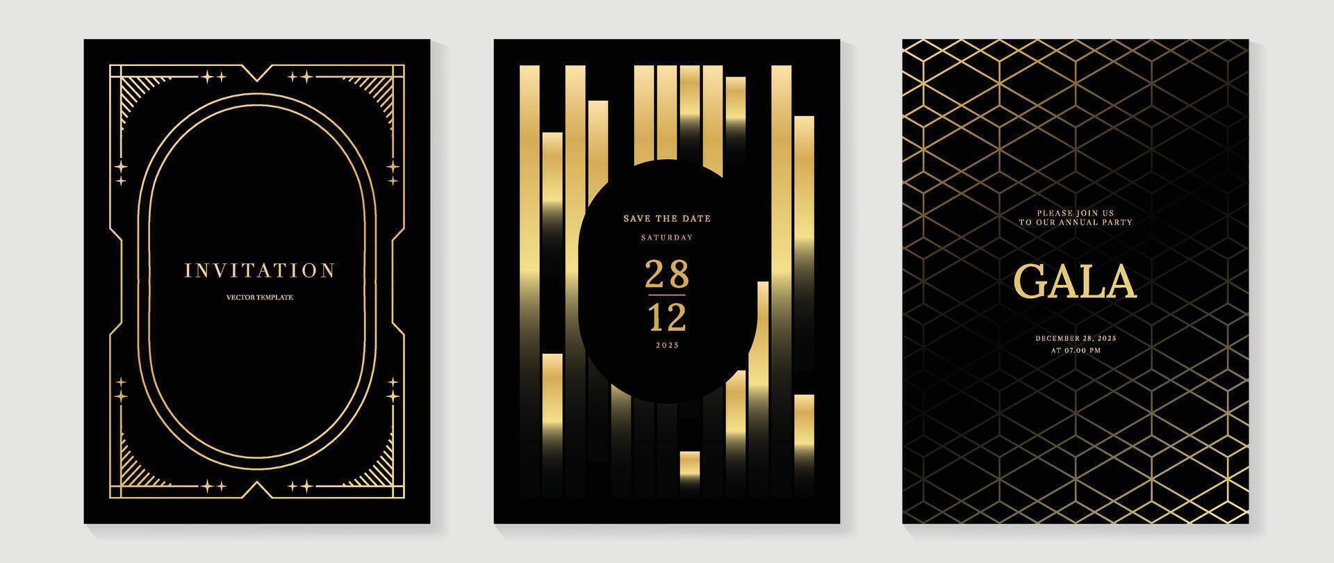 Black and gold event invitation designs vector