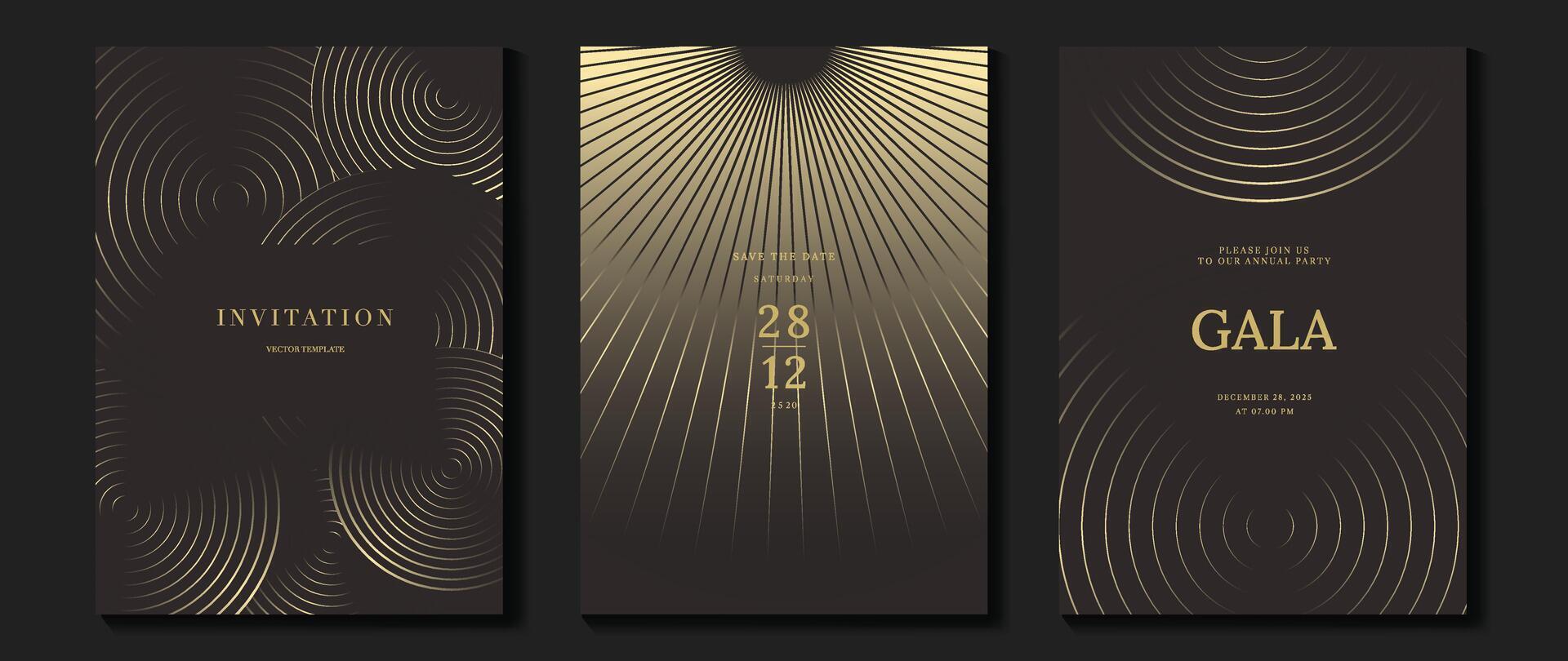 Gala invitation with golden spirals design vector