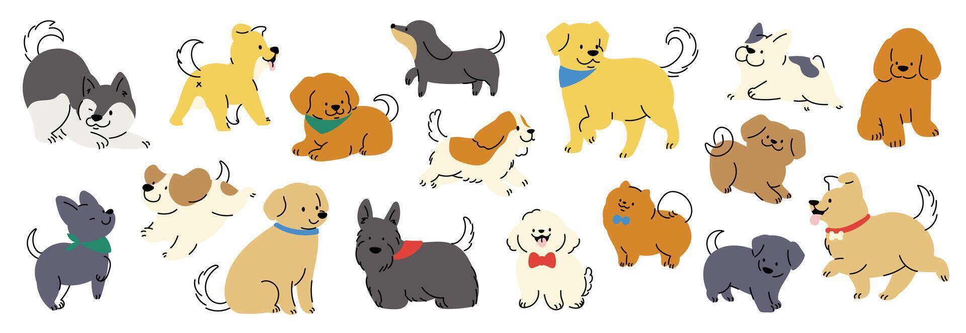 Illustration of various cartoon dogs vector
