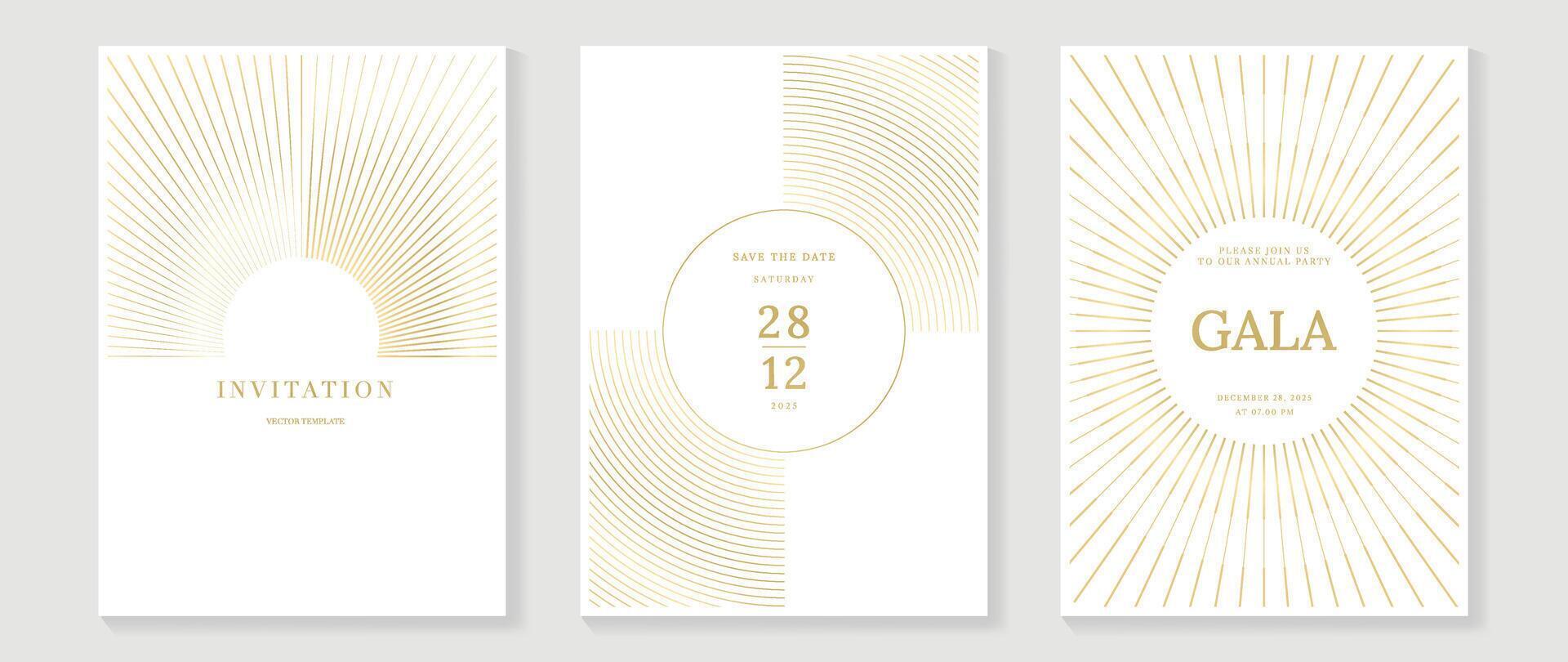 Luxury premium cover design set. Abstract background with gold line pattern. Royal template for premium menu, formal invitation, flyer layout, lux invite card vector