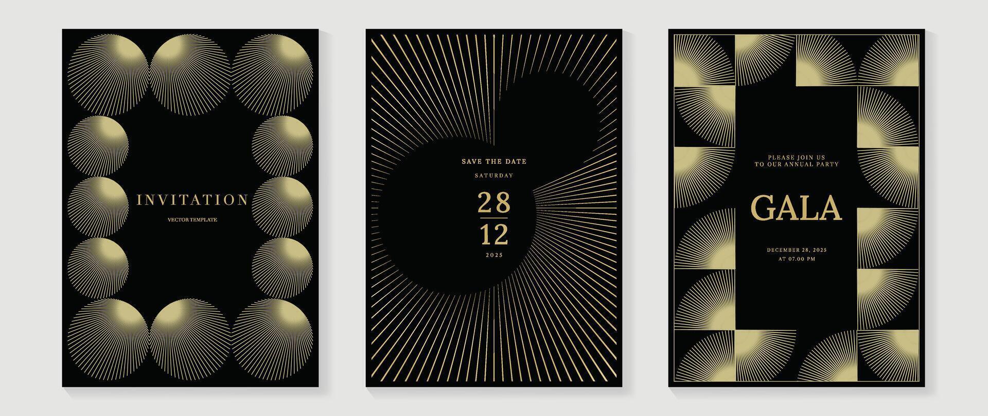 Gala invitation design templates in gold vector