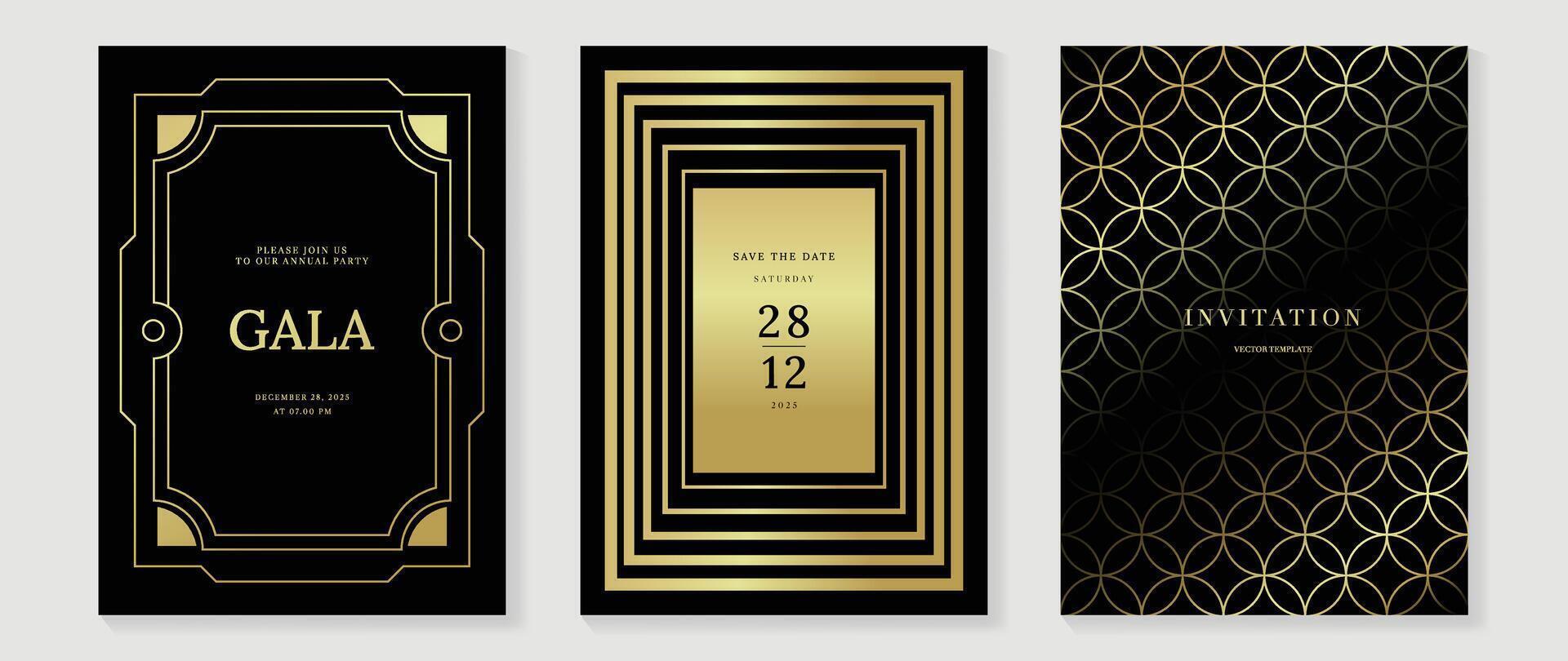Elegant gala invitation designs with gold accents vector