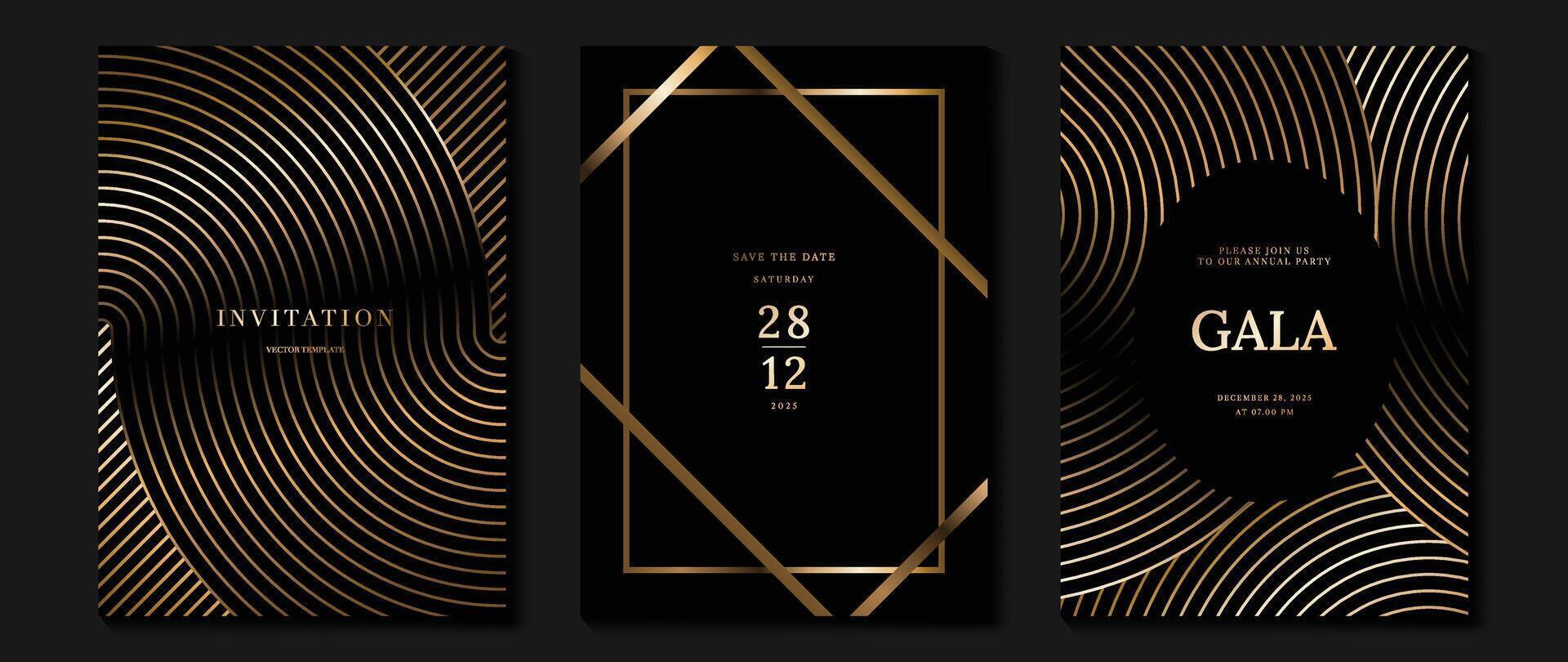 Elegant gold and black gala invitations vector