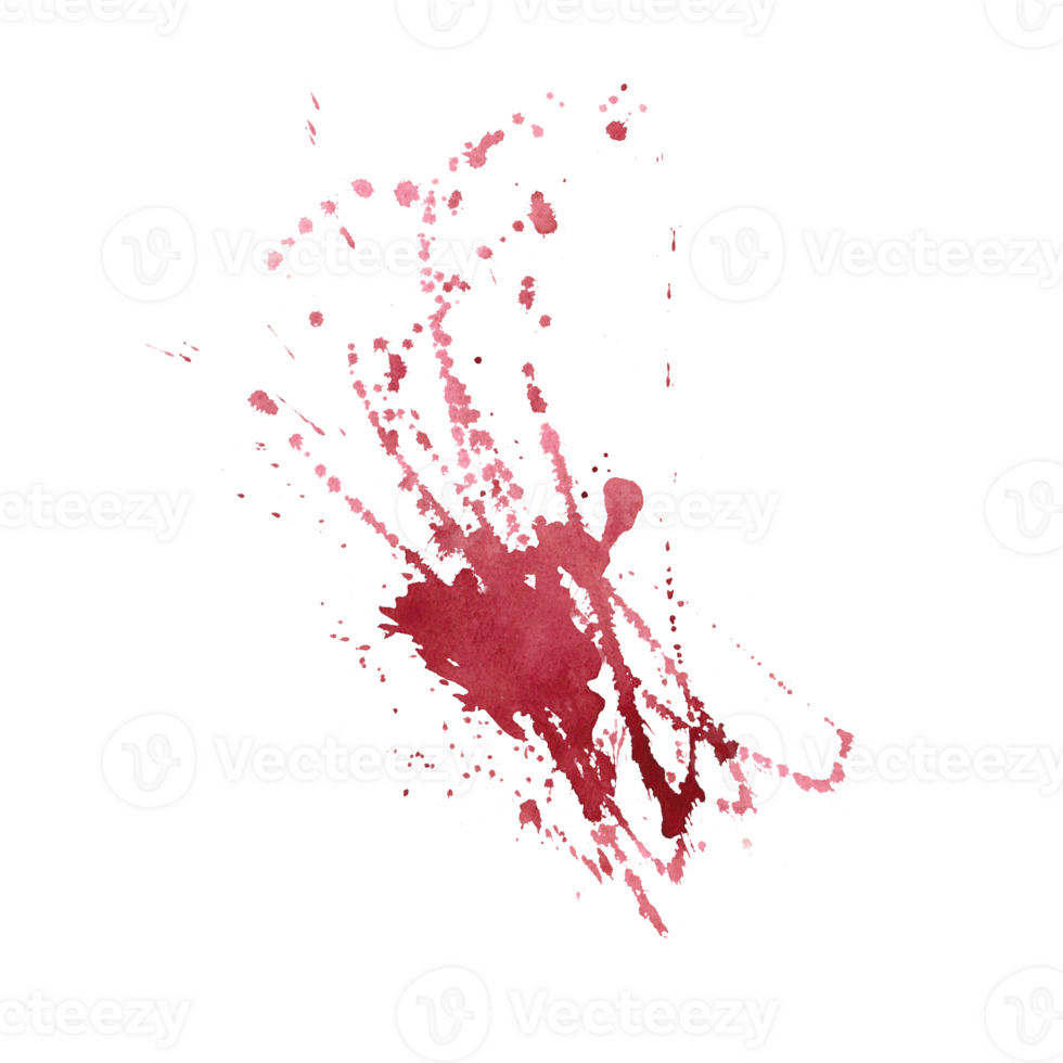 Bright watercolor splashes of burgundy color. Illustration with dynamic splashes, made by hand, as a design element for various compositions, as an independent element for patterns and backgrounds. png