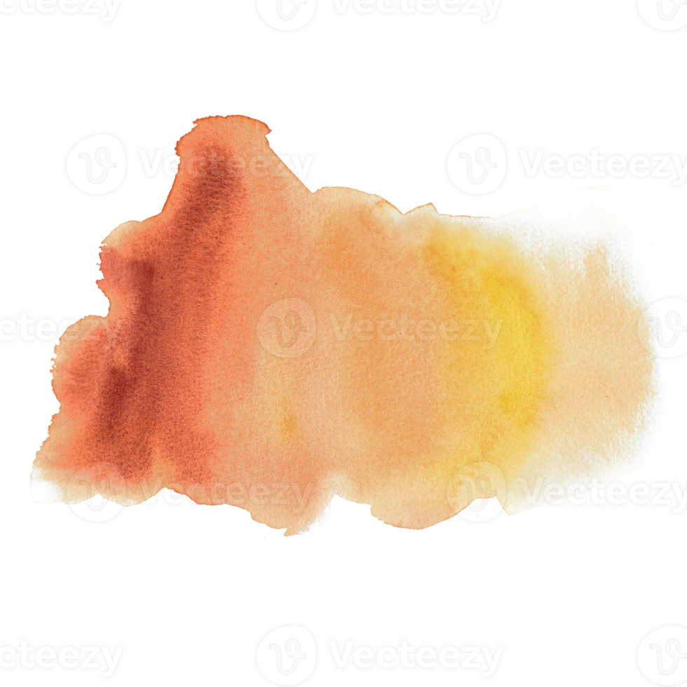 Gradient watercolor stain. Illustration with color transition from beige to yellow and terracotta, as a design element for various compositions, as an independent element for patterns and backgrounds. png