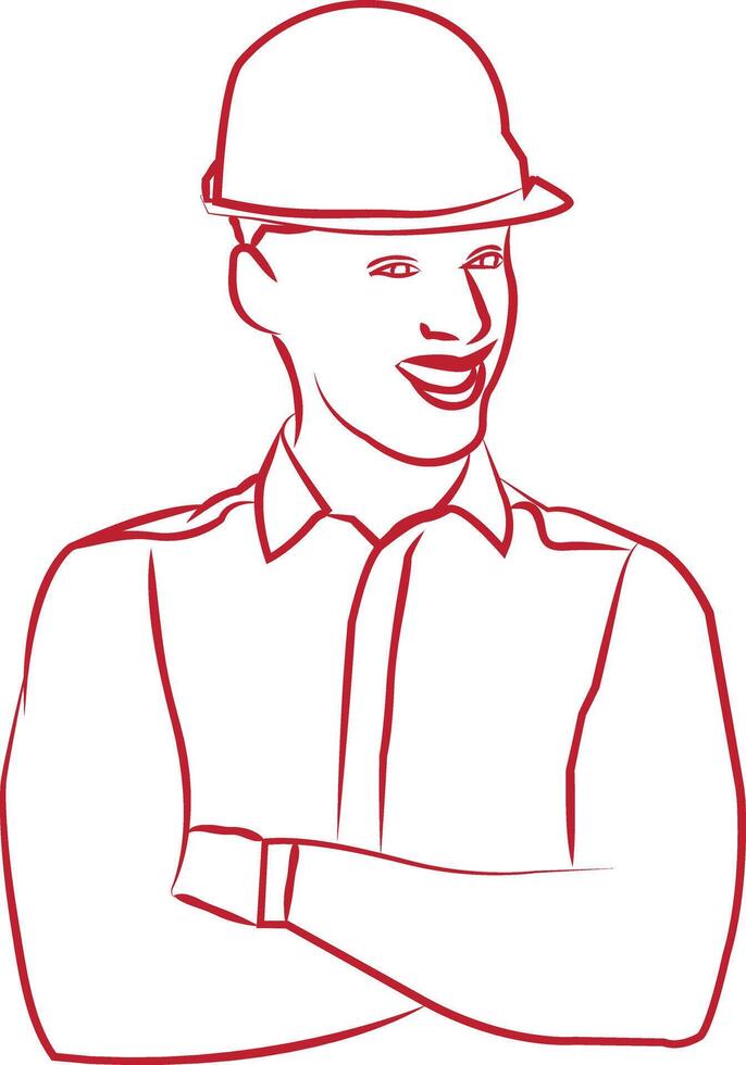 supervisor line art, foreman outline, vector