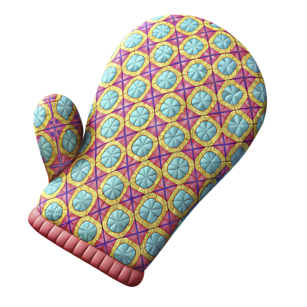 3D cartoon colorful patterned oven glove kitchen heat protector png