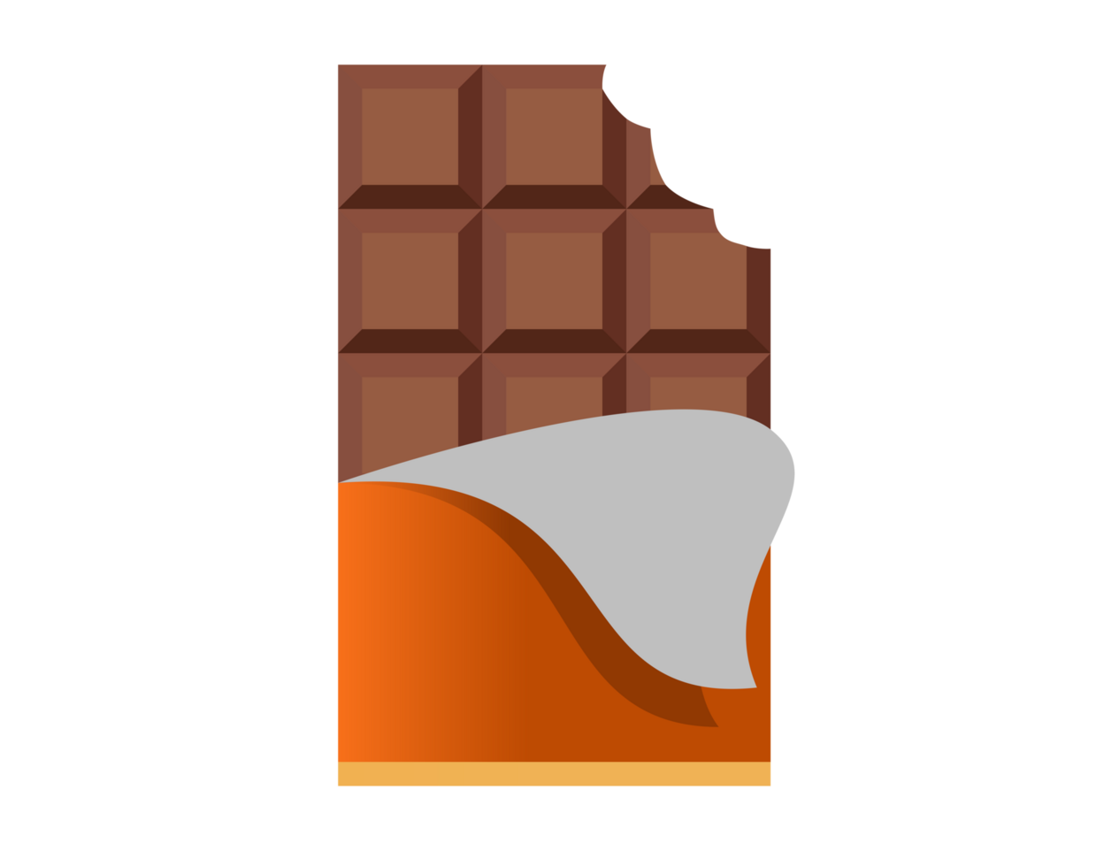 Brown dark chocolate bar icon, orange packaging png