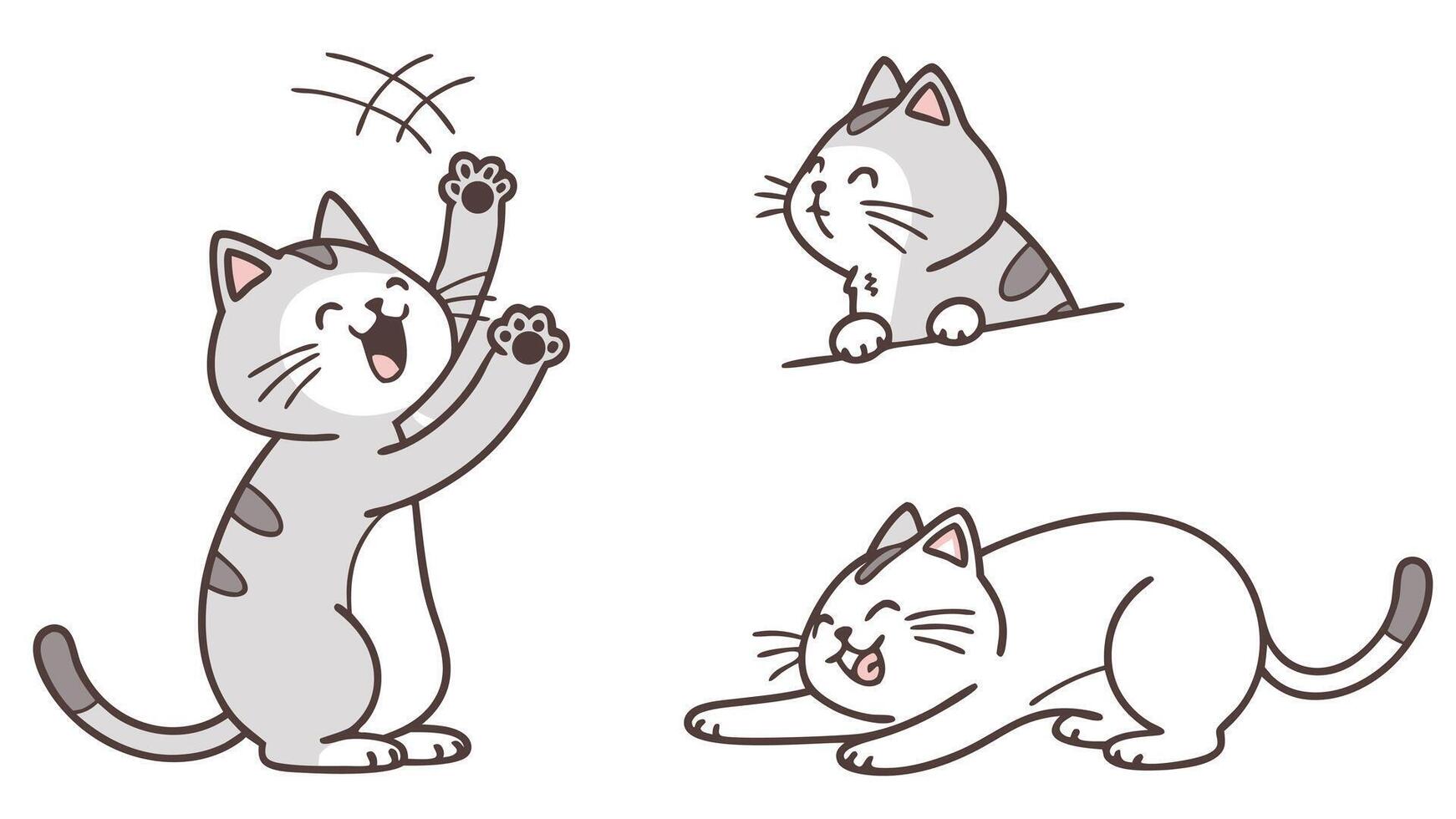 A set of cartoon cats with different expressions vector