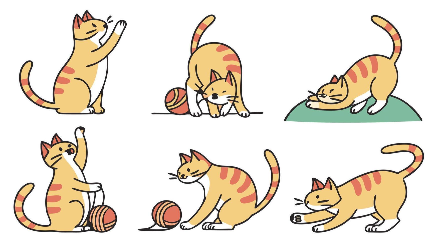 A set of different cat illustrations vector