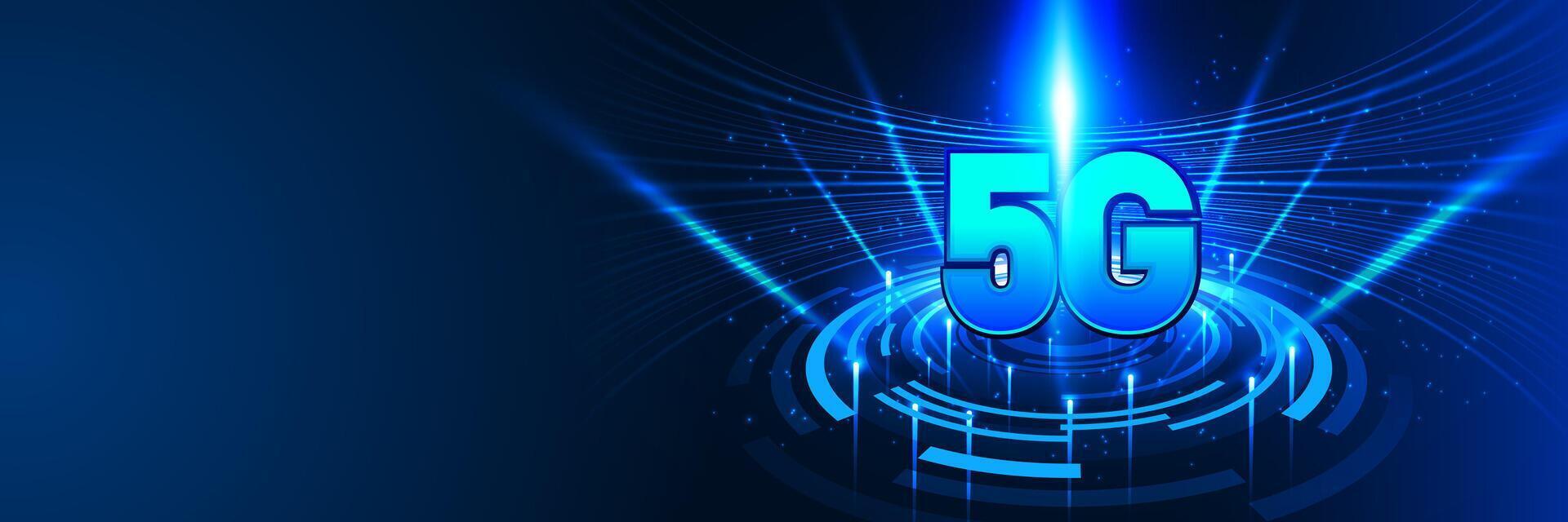 5G technology graphic on blue background vector