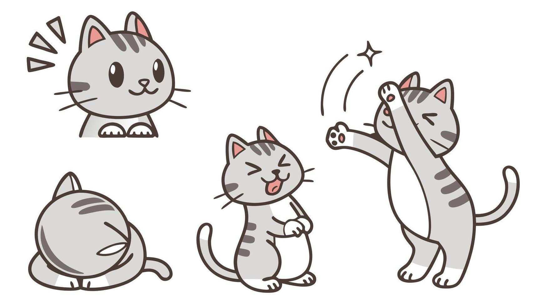 A cartoon cat is playing with its paws vector
