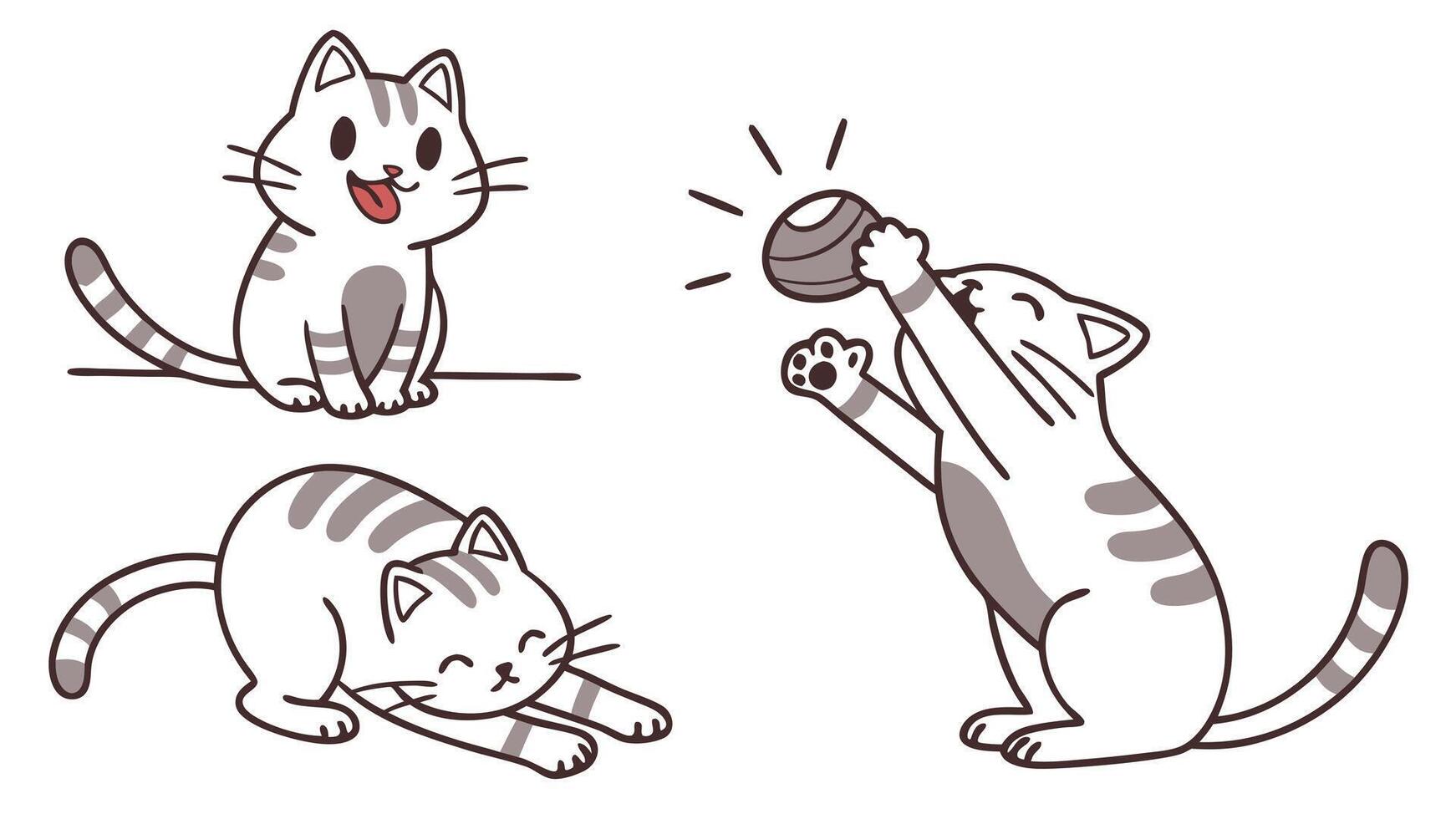 A cartoon cat playing with a ball vector