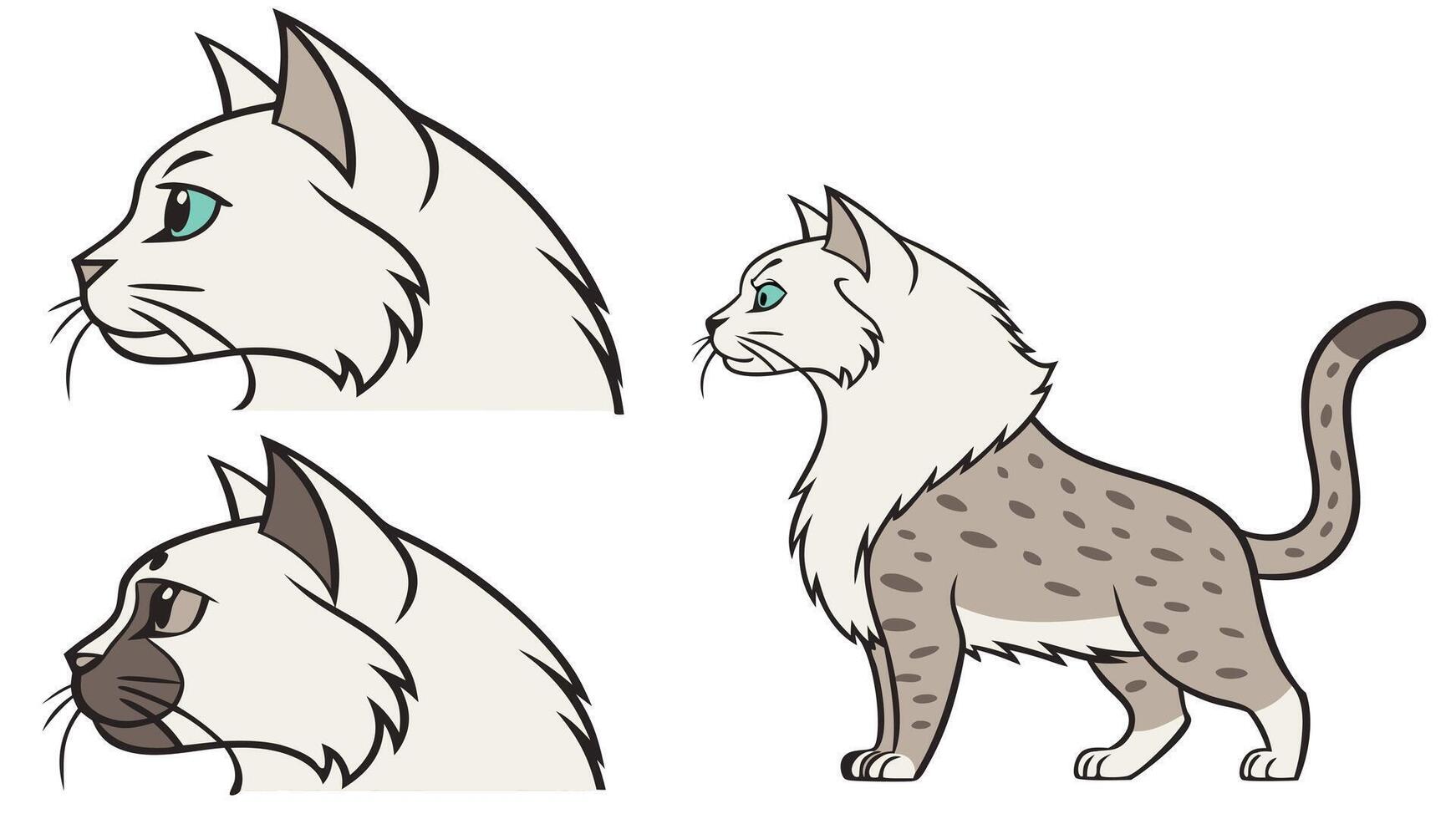 A set of four different cat styles vector