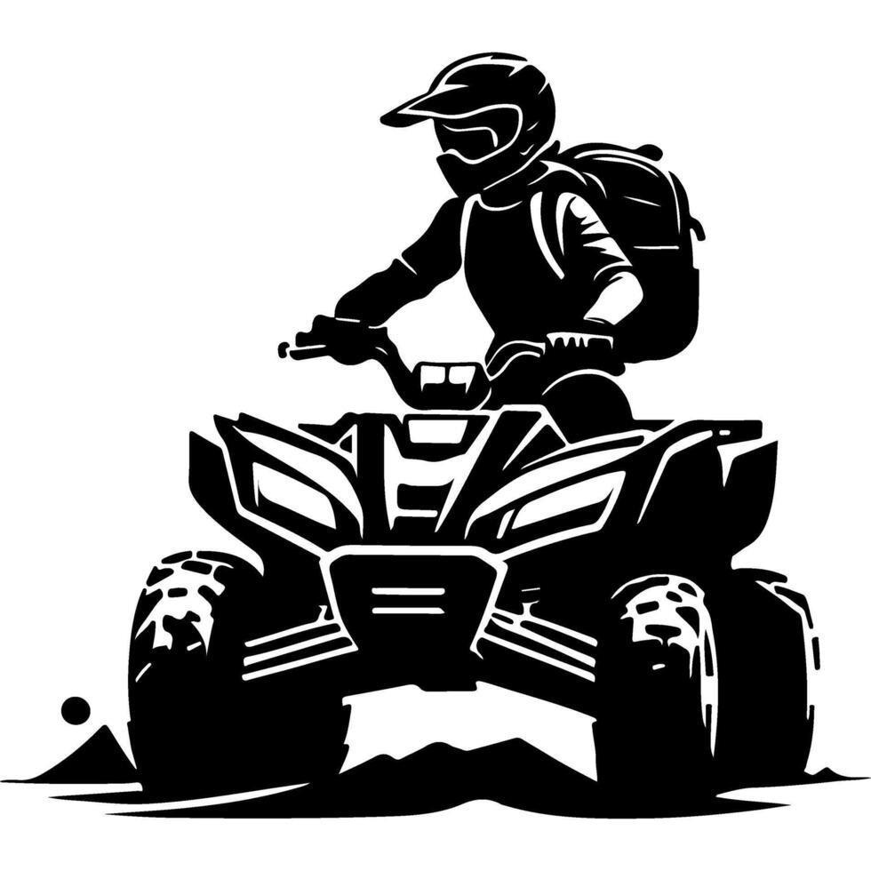Driver Tourist conquers off road driving an ATV vector
