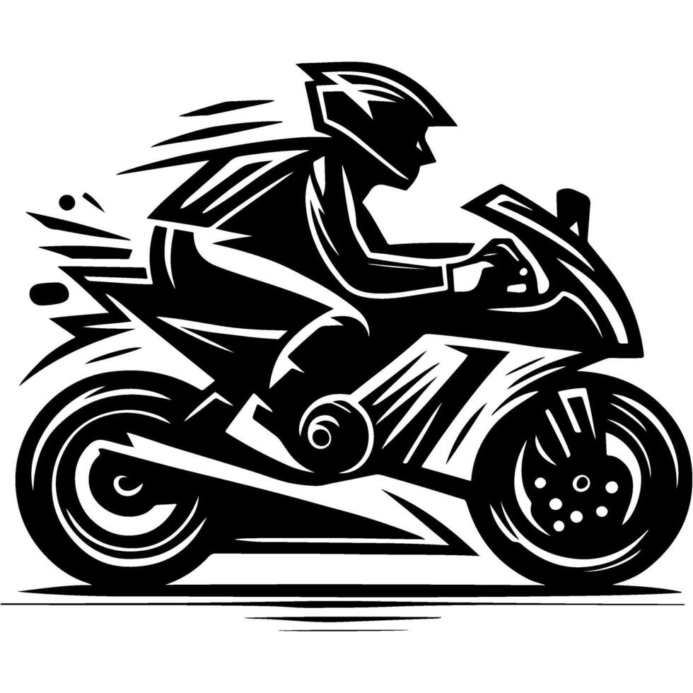 Biker racing on sports motorcycle in protective gear vector