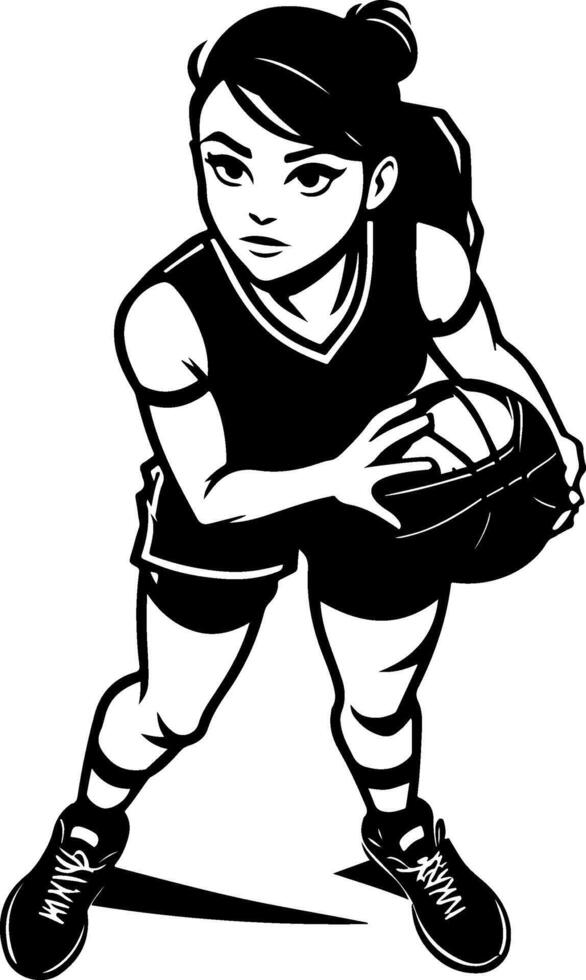Sportswoman basketball girl looking at camera vector