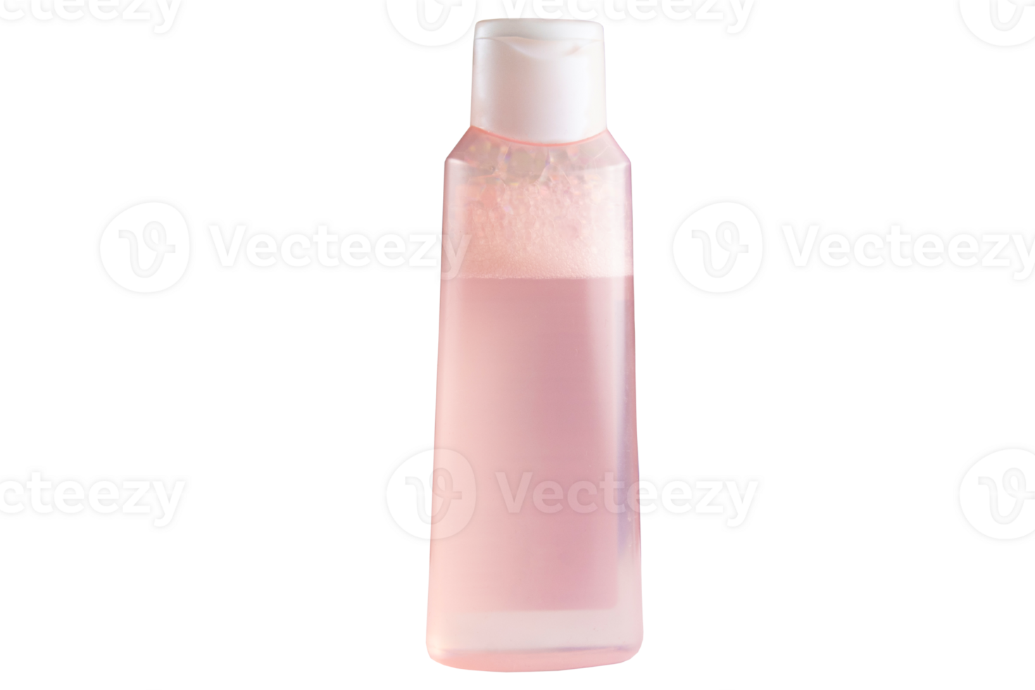 Pink plastic bottle with liquid transparent png