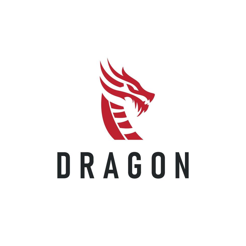 dragon logo design silhouette mythical animal legend with vintage concept old simple templet vector