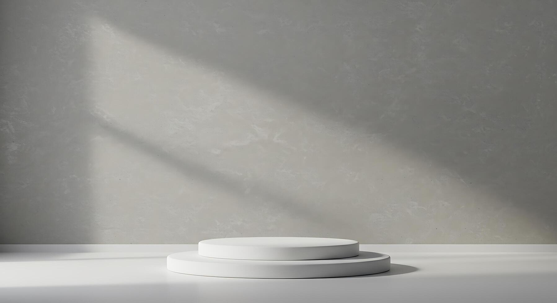 Sunlit Minimalist Product Display 3D Rendered Cylindrical Platform photo
