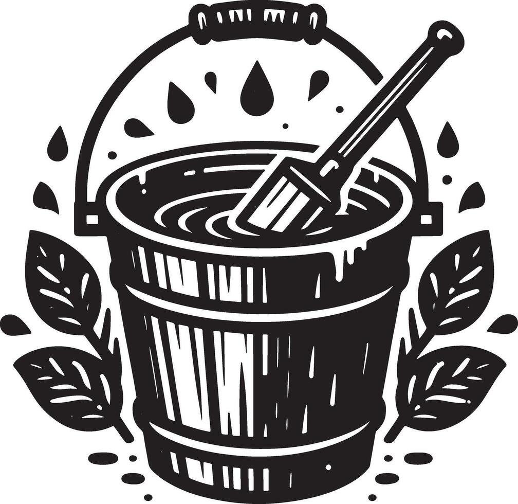 Water Bucket silhouette line art design premium quality vector