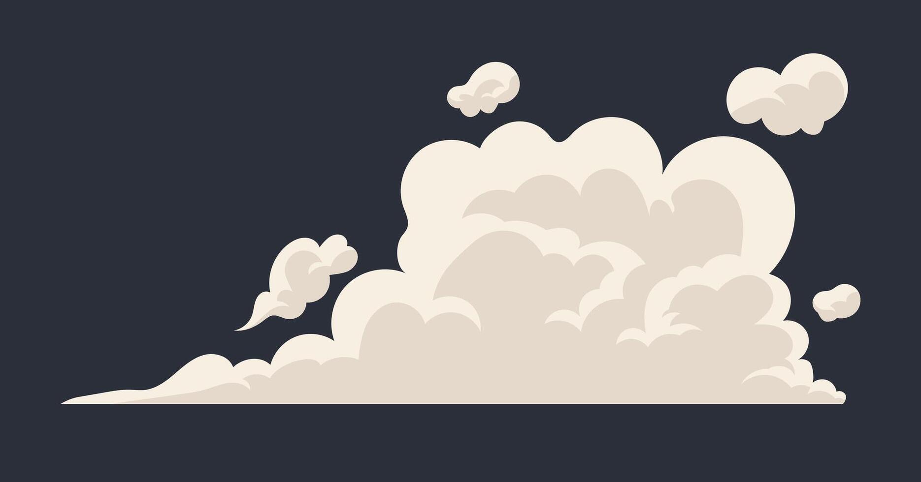 Smoke effect, cloud border and the movement of the wind explosion vector