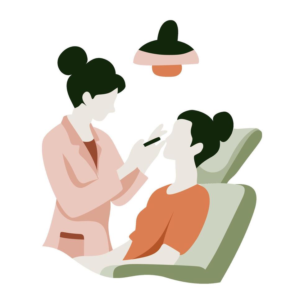 Stylized Illustration of Doctor Examining Patient vector