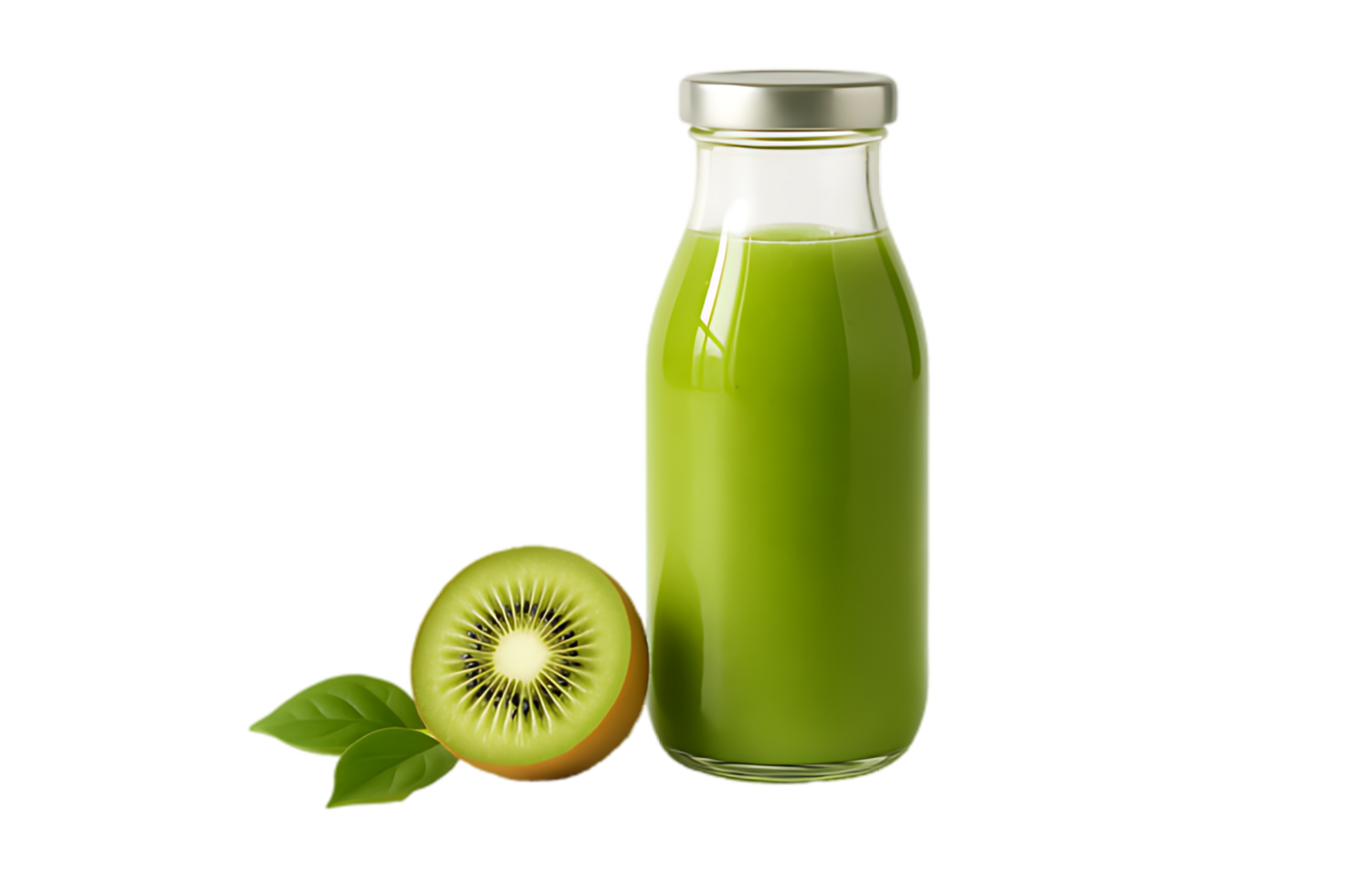Refreshing Kiwi Juice Glass Bottle Green Smoothie Healthy Drink Vitamin C png