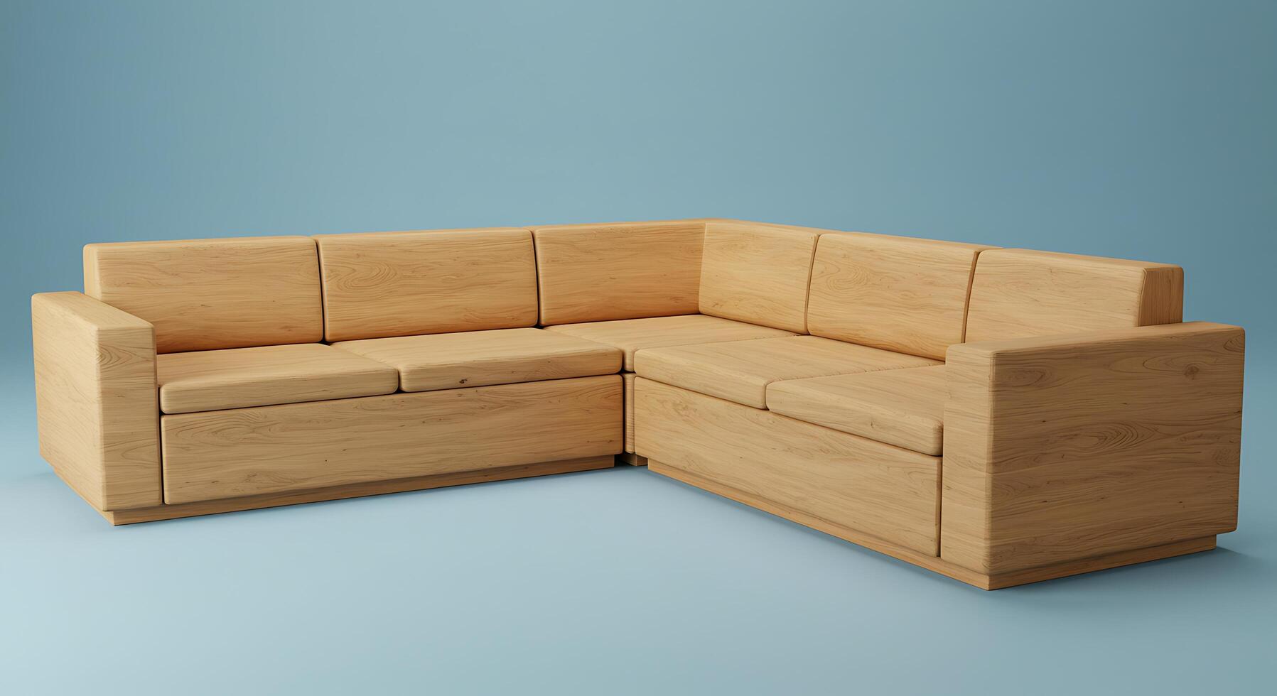 Modern LShaped Sofa 3D Render of a Light Wood Sectional photo