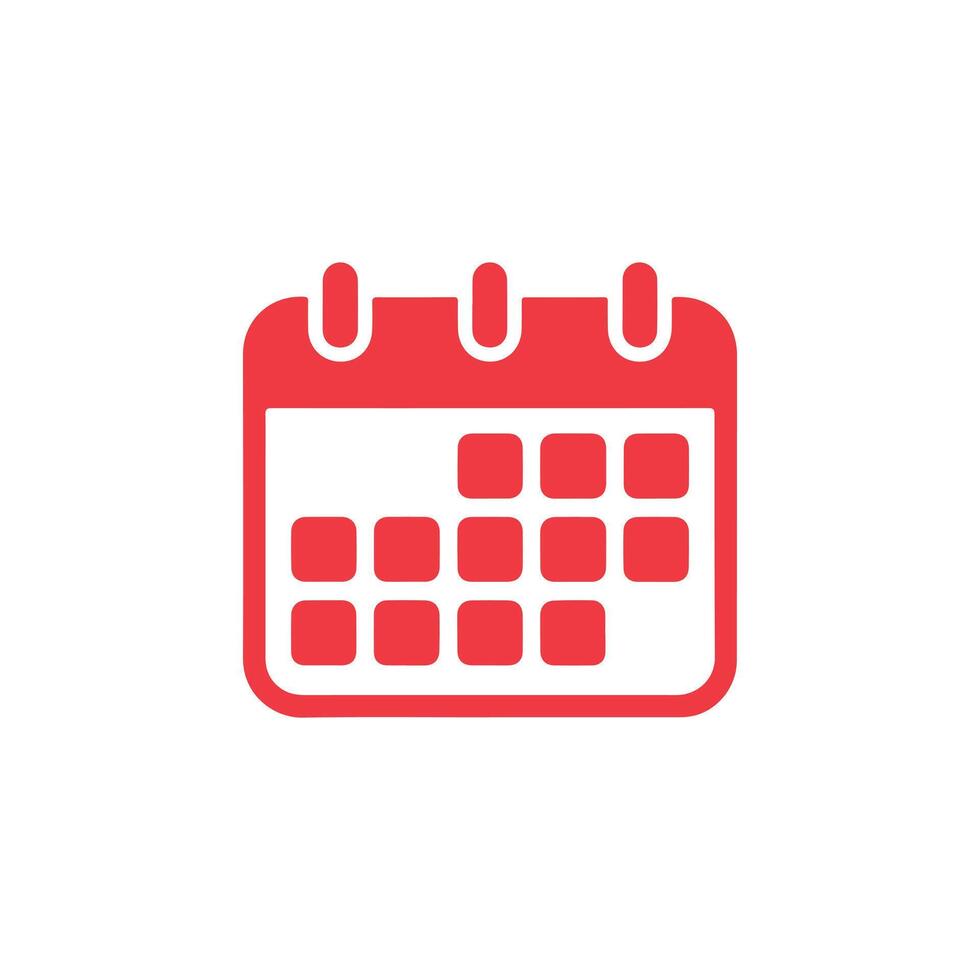 Red calendar icon displaying schedule and appointment reminders on a white background illustration vector
