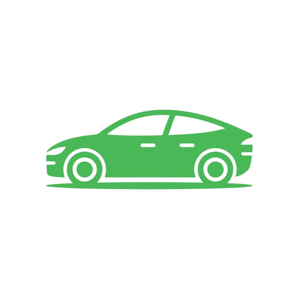 Green vehicle outline on white background, showcasing ecofriendly transportation icon design vector