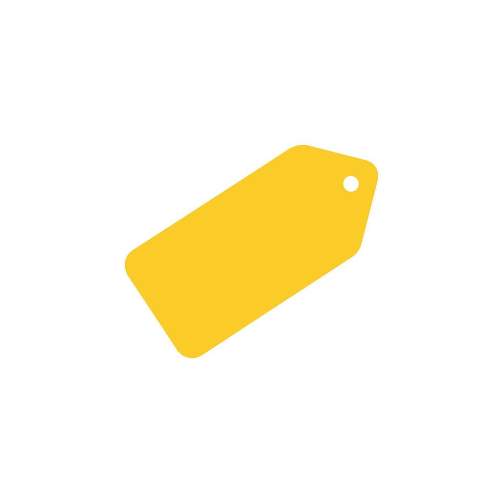 Yellow price tag with rounded corners and a white background displayed diagonally in the image vector