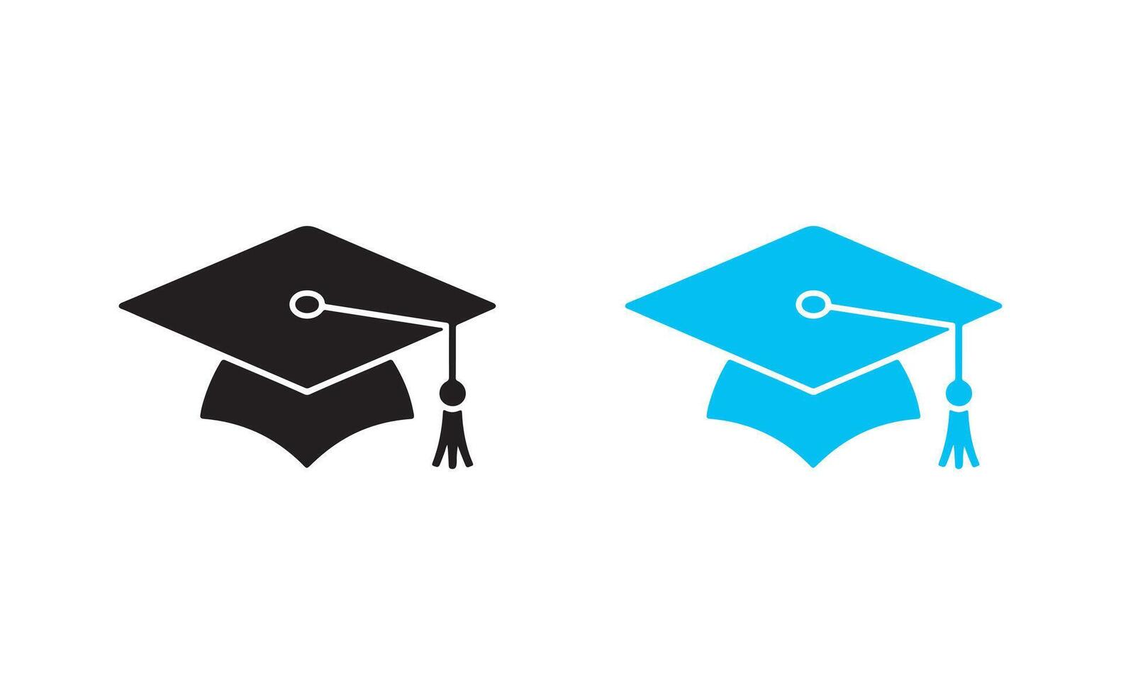 Black and blue graduation cap icons on white background symbolizing education success vector