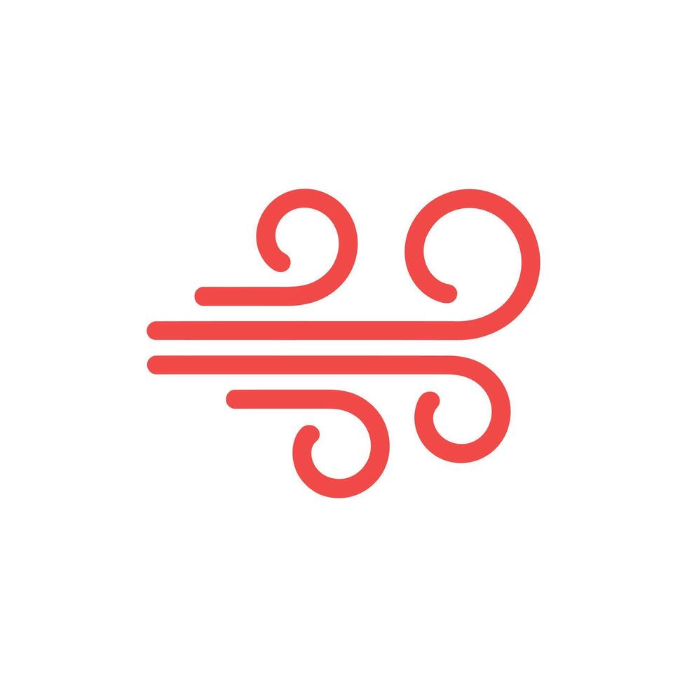 Minimalist Red Wind Icon Streamlined Design on White Background Representing Windy Conditions vector
