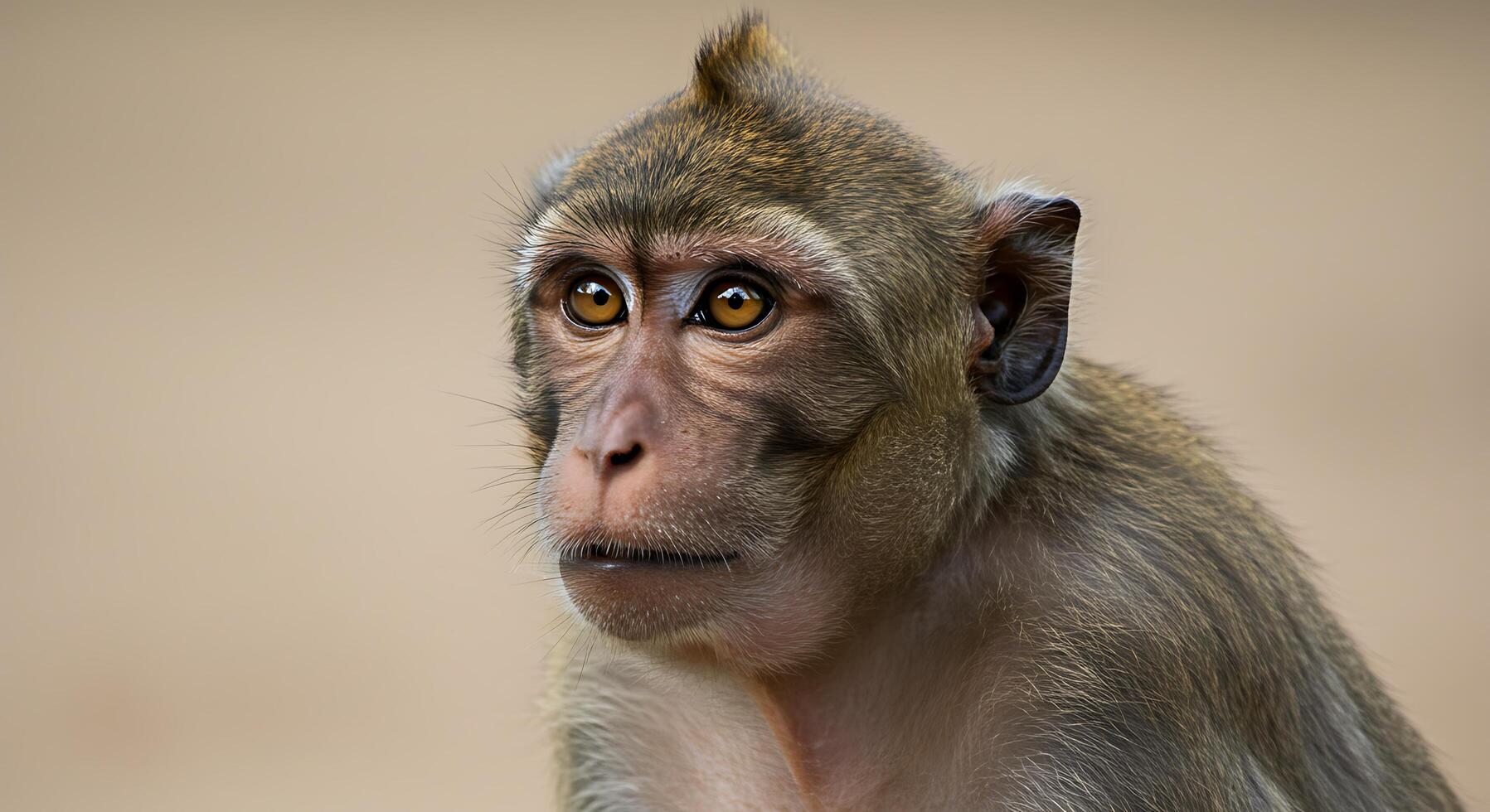 Portrait of a Macaque Monkey A Candid Wildlife Closeup photo