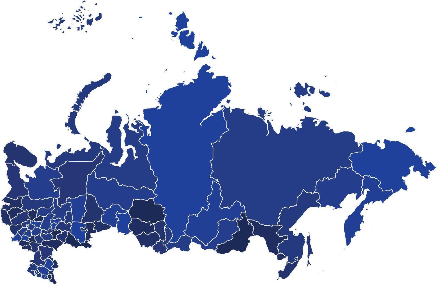 Russia Maps with Blue Monochrome Color for District Borders Europe Country vector