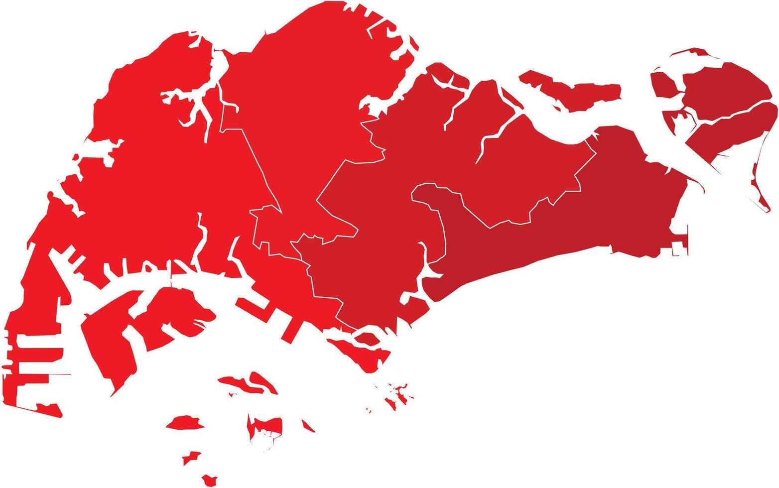 Singapore Maps with Red Monochrome Color for District Borders Asian Country vector