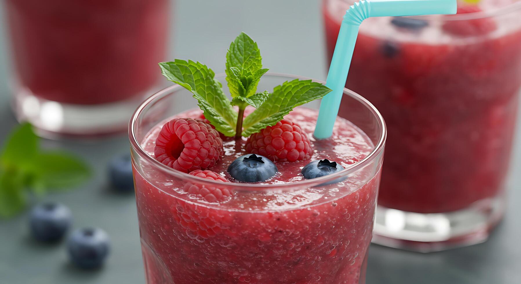 Vibrant Berry Smoothie Refreshing Raspberries and Blueberries in a Summer Delight photo