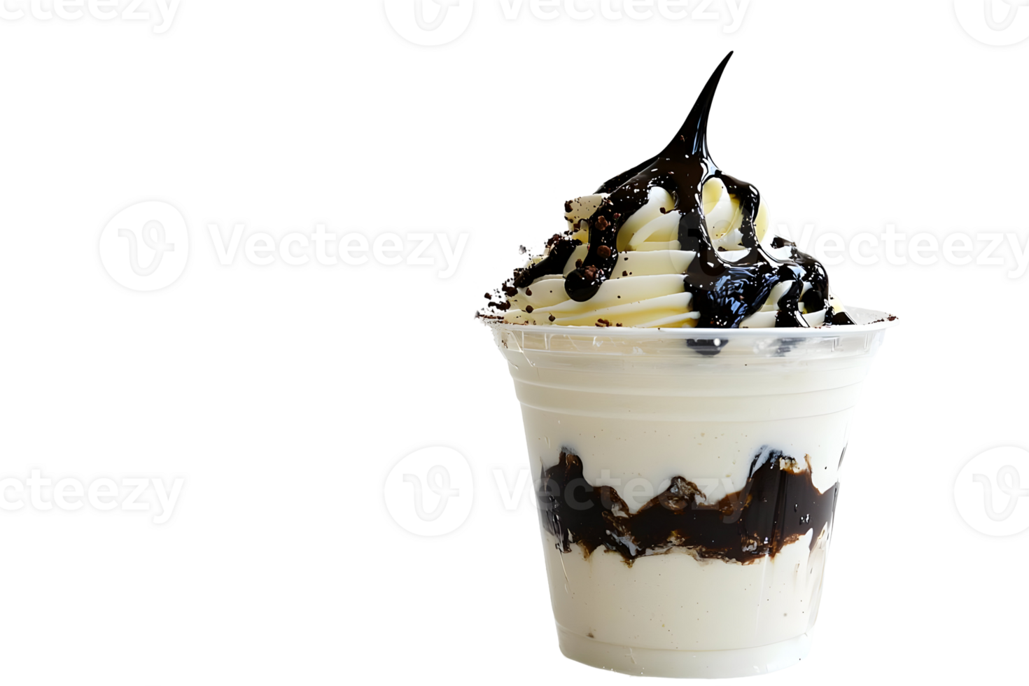 Decadent Chocolate Drizzled Frozen Dessert in a Cup png
