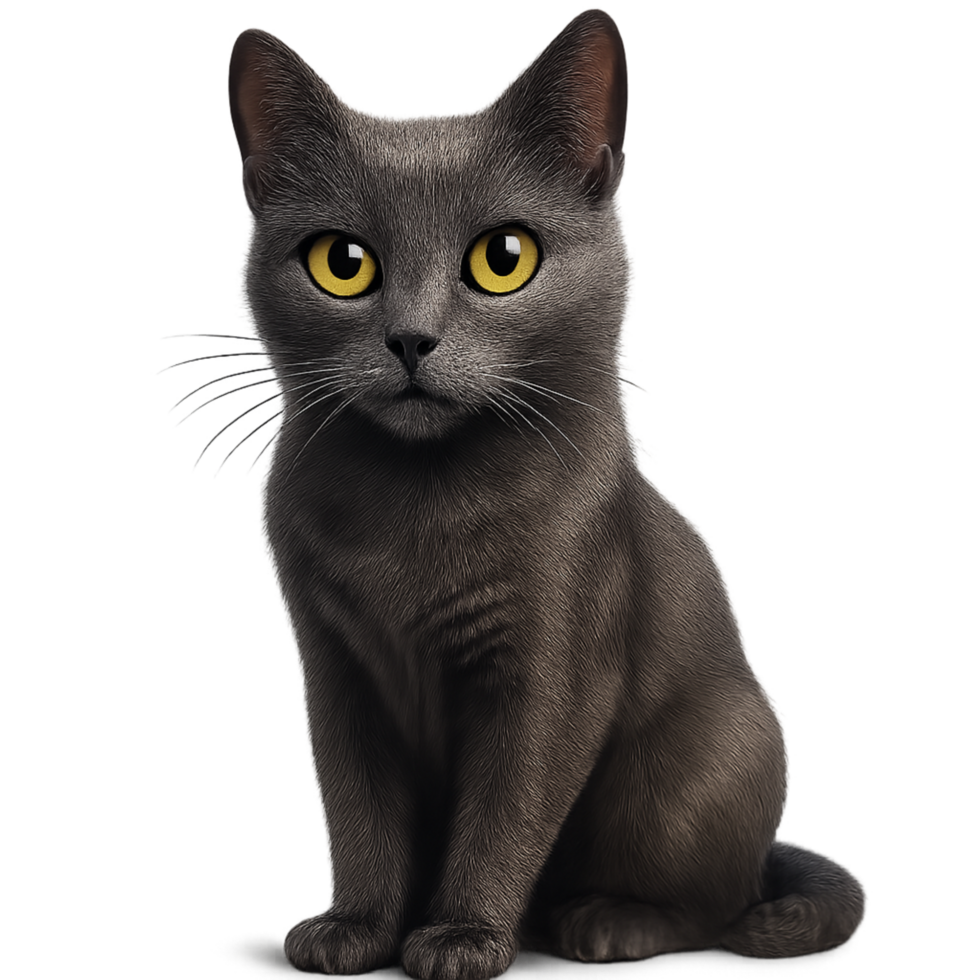 Majestic Grey Cat Simple Compose Elegant Feline Pet Sitting Pose png