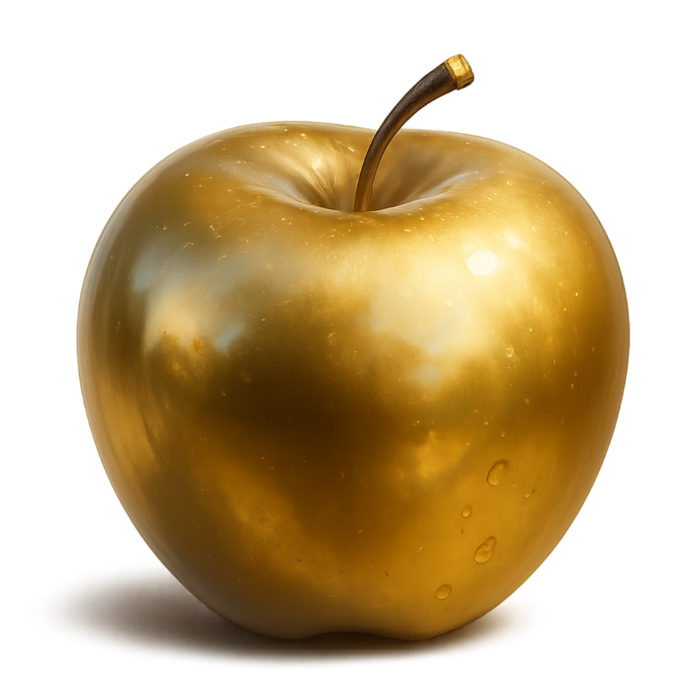 Golden Apple Elegance Simple Compose Luxury Fruit Metallic Finish Decoration png
