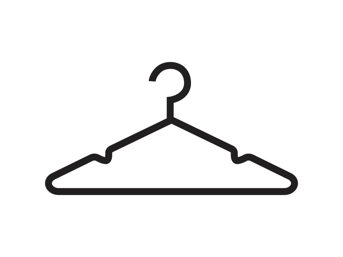 simple icon of clothes hanger, with black outline, line art vector