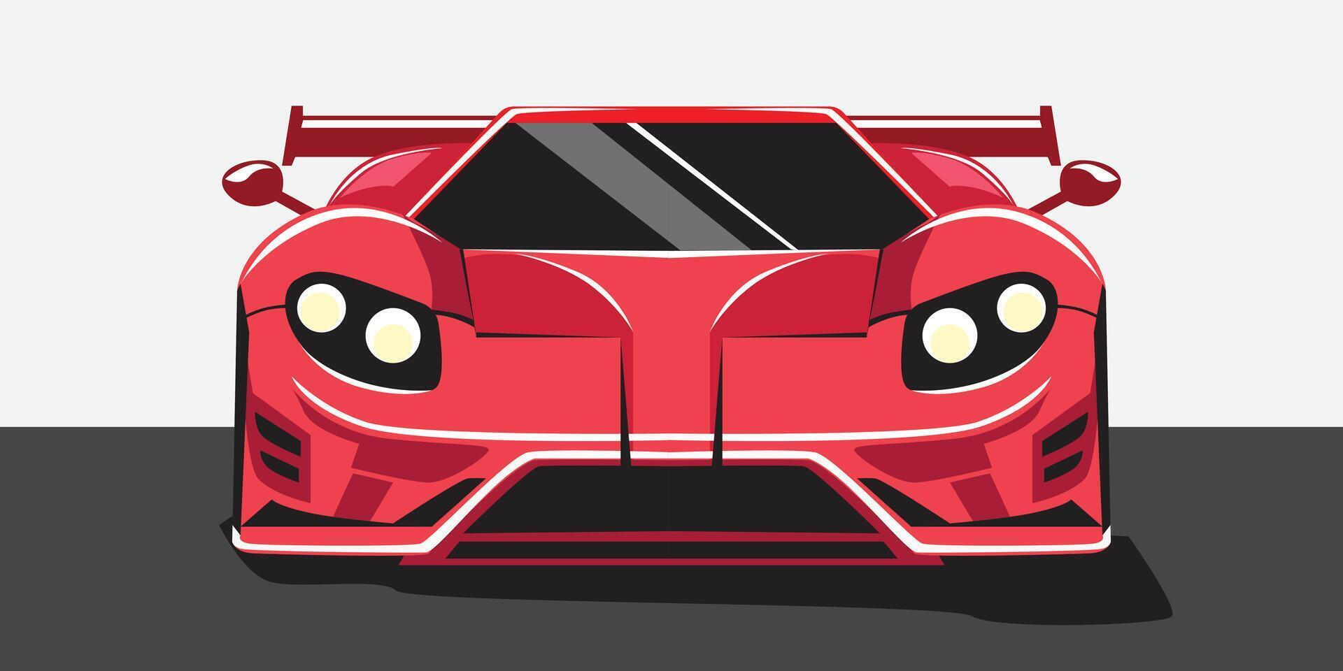 Red sports car front view illustration vector