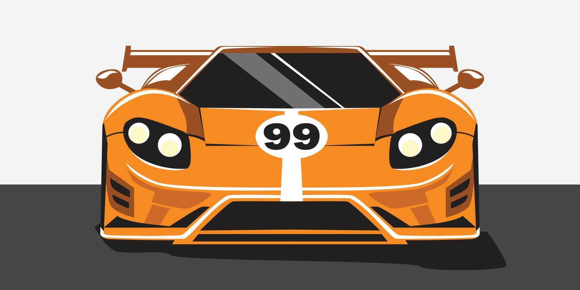 Orange race car with number 99 vector