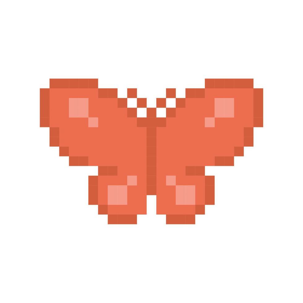 Cute Pixel Butterfly Retro 8-Bit Orange Insect Illustration for Game and Sticker Design vector