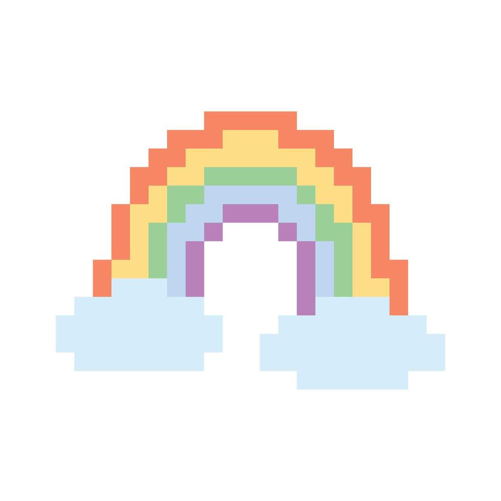 Cute Pixel Rainbow Pastel 8-Bit Illustration for Game, Sticker, and Kids Design vector