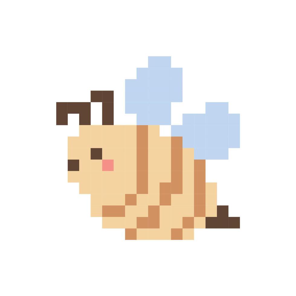Cute Pixel Bee Pastel 8-Bit Illustration of Flying Insect for Game and Sticker Design vector